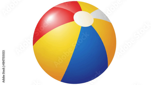 Colorful Beach Ball Isolated on White Background for Summer Fun.