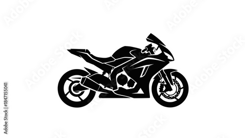 Black Silhouette of a Sport Motorcycle Side View.