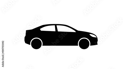 Simple Black Silhouette of a Modern Sedan Car.