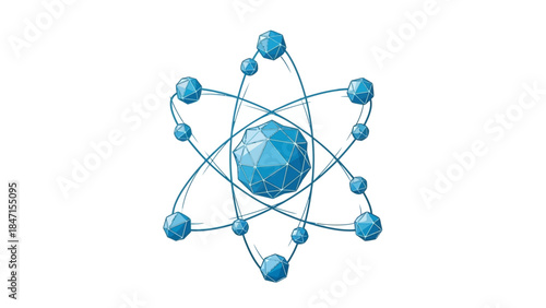 Abstract representation of an atom with electrons orbiting nucleus.