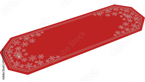 Red Christmas Table Runner with Snowflake Design.