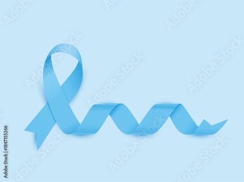 Light Blue Awareness Ribbon on Soft Pastel Background. Vector Illustration.