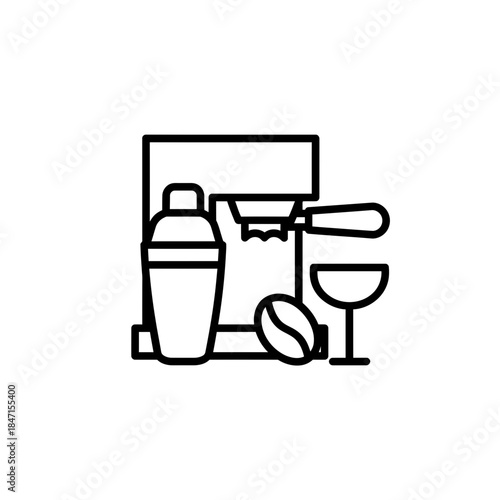 Bartender day shaker silhouette shaking circular wreath frame built bar tools vector illustration