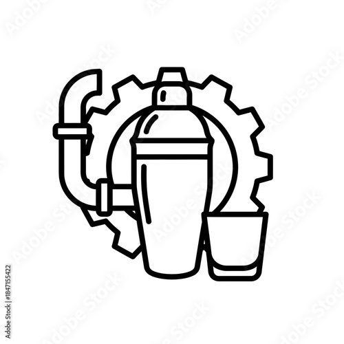 Bartender day shaker silhouette science lab parody held beaker conical flask vector illustration