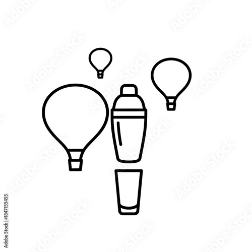 Bartender day shaker silhouette minimalist desert oasis bar cactus simple sun vector illustration