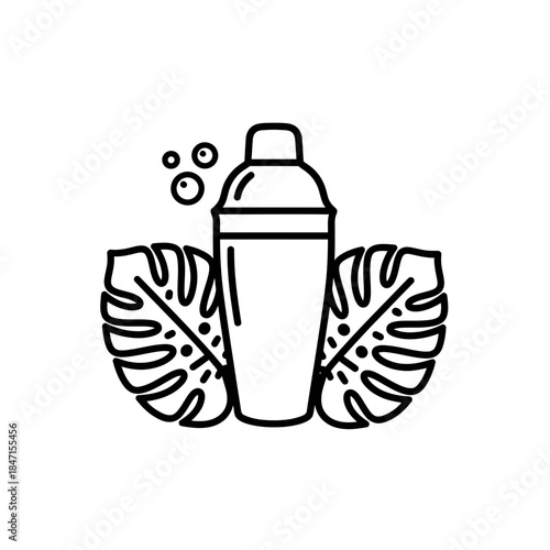 Bartender day shaker silhouette kneeling reach counter ice well shaking vector illustration