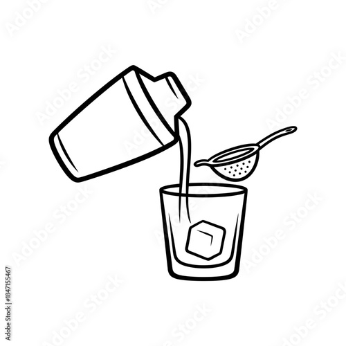 Bartender day shaker silhouette flair tossing upward mid air two clean rings vector illustration