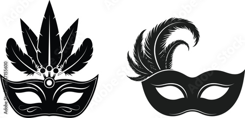 Venetian masks with feathers illustration
