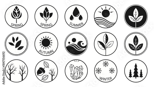 The Four Seasons Collection: A collection of meticulously designed icons that represent the changing seasons of the year, bringing a touch of nature and simplicity. 