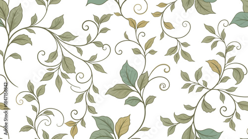 Floral Serenity: An artistic depiction showcases a repeating, flourishing floral design. Each element is meticulously designed, displaying the artistry and elegance of organic forms. 