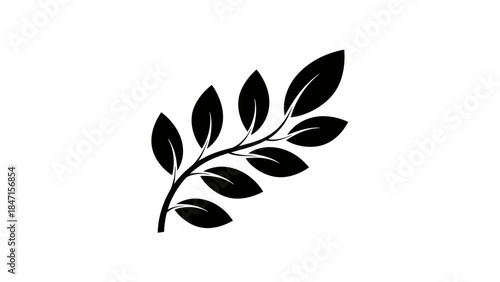 Branch Silhouette: An elegant and minimalist silhouette of a delicate branch with leaves, offering a versatile design element for a variety of applications.