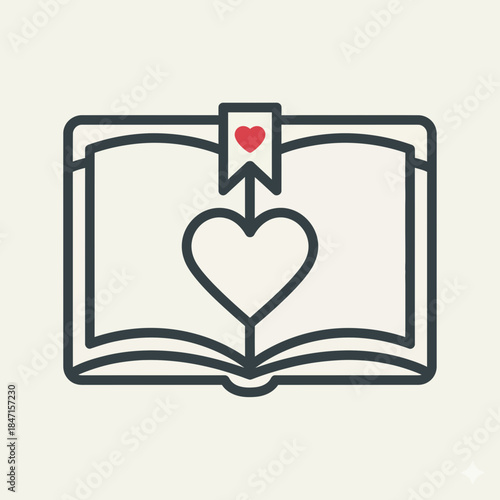Open book page edges are curves lineart bold outline vector illustration