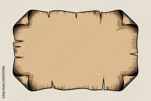 Vintage Blank Parchment Scroll Frame with Curled Edges