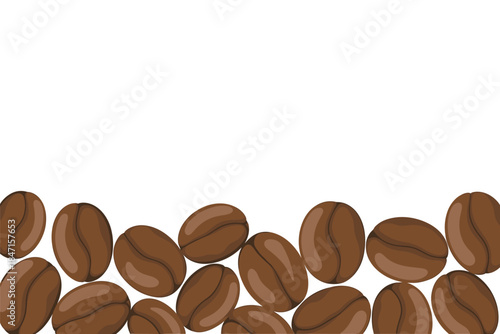Scattered Roasted Coffee Beans on White Background
