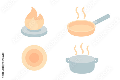 Temperature Artistry Icons. Isometric vector illustration set Temperature artistry: controlled fire forms, gentle warmth icons,