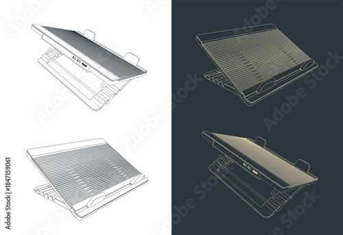 Notebook cooling pad illustrations