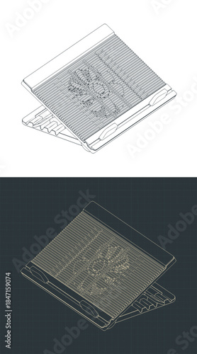 Notebook cooling pad isometric drawings
