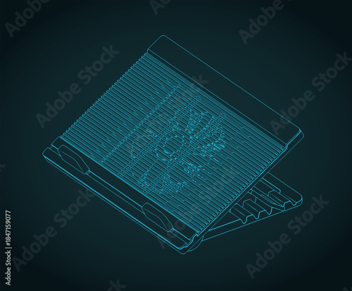 Notebook cooling pad isometric blueprint