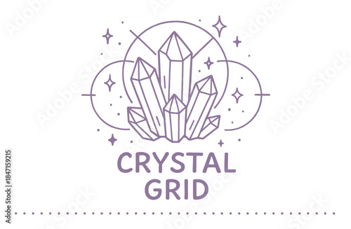 Purple crystal grid design with geometric pattern and sparkles