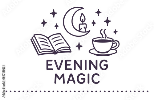 Moonlit evening with book, candle, and coffee - tranquil nighttime scene