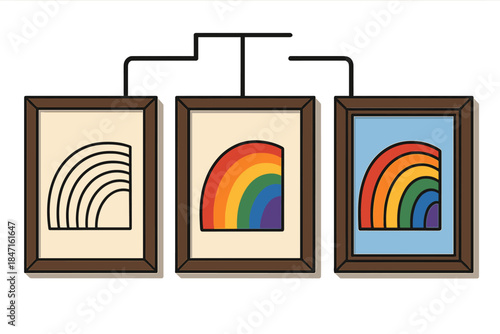 Artistic Matrix Transformations. Matrix diagram transformed into art display with framed spectral decompositions, first in line