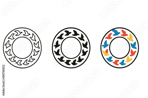 Migrating Birds Animation. Abstract depiction of bird migration visualized as looping zoetrope animation, first in line style with