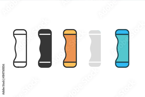 Cylindrical Handle Designs. Cylindrical handle shaped to fit natural hand grip, simple minimal vector icon, first in line style