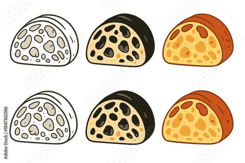 Artistic Bread Cross-Sections. Sliced boule revealing irregular crumb chambers and crust contrast, expressing the natural