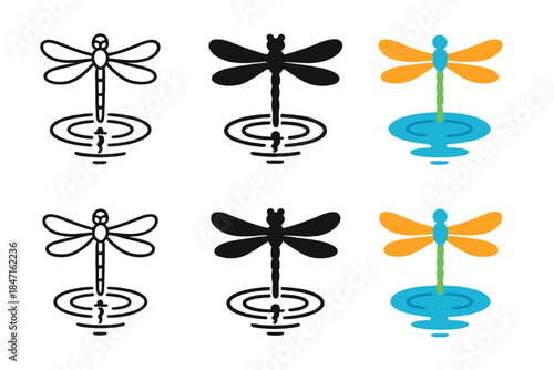 Dragonfly Art Evolution. Dragonfly Pond Wing, symbolic natural emblem uniting flight, reflection, and the elegance of air and