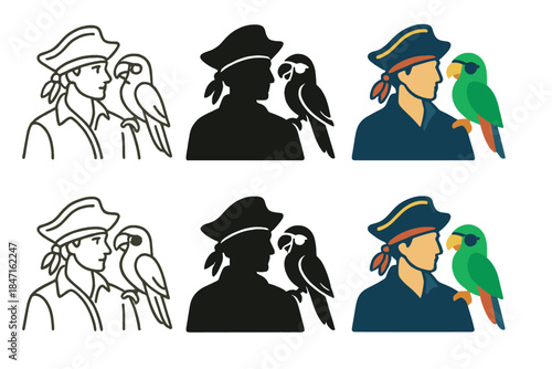 Parrot Pirate Adventure. Parrot Pirate Shoulder, harmonious maritime motif representing adventure, trust, and vivid motion, first