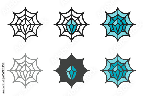 Crystal Web Artistry. Spider Web Crystal, abstract symbol of connection and clarity inspired by nature and minerals, first in line