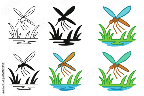 Mosquito Swamp Harmony. Mosquito Swamp Needle, abstract wetland harmony combining delicate wings, water, and linear sharpness,