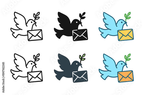 Dove Branch Symbol. Dove Branch Letter, clean symbolic form uniting nature and communication through balanced simplicity, first in