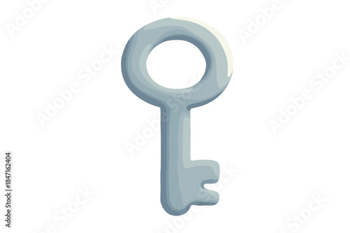 Silent Glowing Key. Charming doodle key made from solidified silence, smooth matte texture and soft glowing edges, No text, No