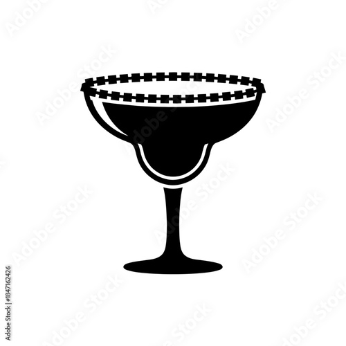 Margarita glass salt rim silhouette vector illustration