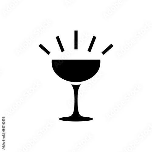 Cocktail glass recognition lines silhouette vector illustration