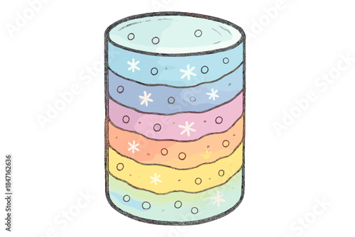 Colorful Ice Core. Cute doodle ice core sample showing colorful layers of millennia, tiny snowflakes and bubbles trapped inside