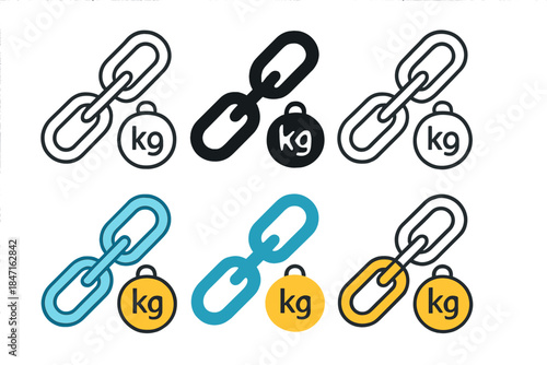 Chain Link Styles. Chain Link Weight first in line style with thin outline, second in solid style filled shape, third in flat