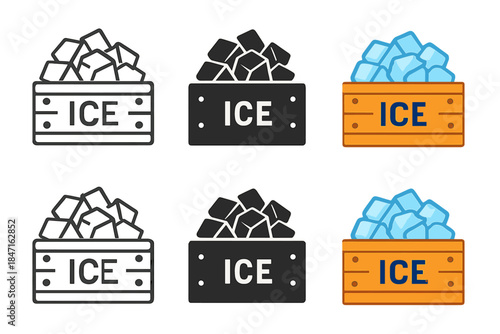 Crate Ice Catch Styles. Crate Ice Catch first in line style with thin outline, second in solid style filled shape, third in flat