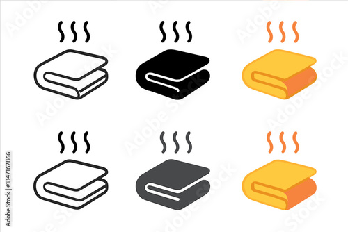 Stylish Blanket Designs. Blanket Fold Warmth first in line style with thin outline, second in solid style filled shape, third in