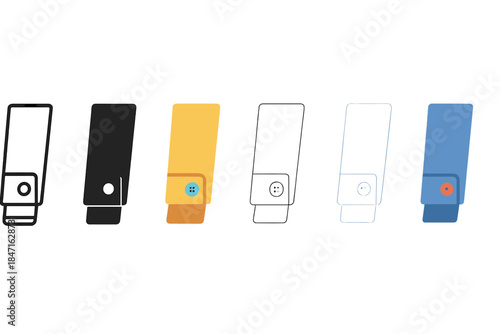 Stylish Coat Buttons. Coat Button Sleeve first in line style with thin outline, second in solid style filled shape, third in flat