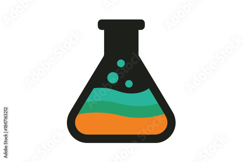 Colorful Laboratory Flask. Solid style icon of a laboratory flask with colorful liquids inside, representing congener retention in