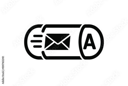 Pneumatic Mail Icon. Solid style icon of a transparent tube with letters moving inside, representing pneumatic citizen mail,