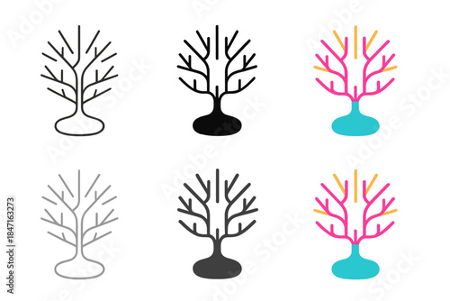 Quantum Sculpture Series. Abstract quantum sculpture with radiant branching structures, simple minimal icon, first in line style