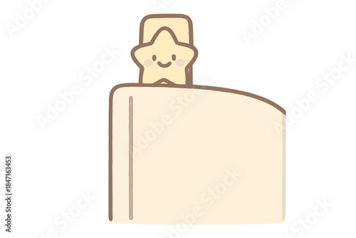 Smiling Star Bookmark. A bookmark peeking out of a page with a tiny smiling "chapter finished" star, soft rounded edges, limited