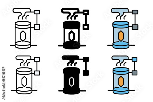 Cryogenic Chamber Designs. Cryogenic chamber experiment setup showing cooled cylinder with quantum material sample inside, clean