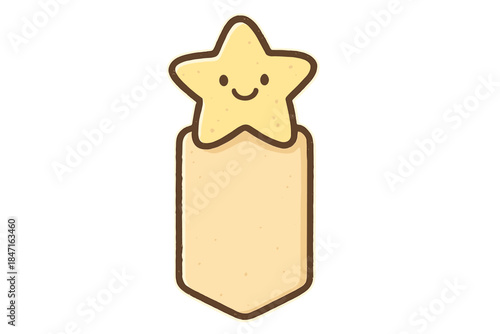 Smiling Star Bookmark. A playful bookmark topped with a smiling "chapter finished" star, rounded friendly edges, soft pastel
