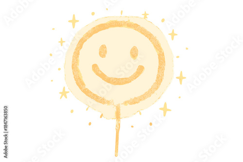 Sparkling Celebration Symbol. A playful sparkler creating a smiling "celebrate" symbol, tiny sparkles floating around, soft