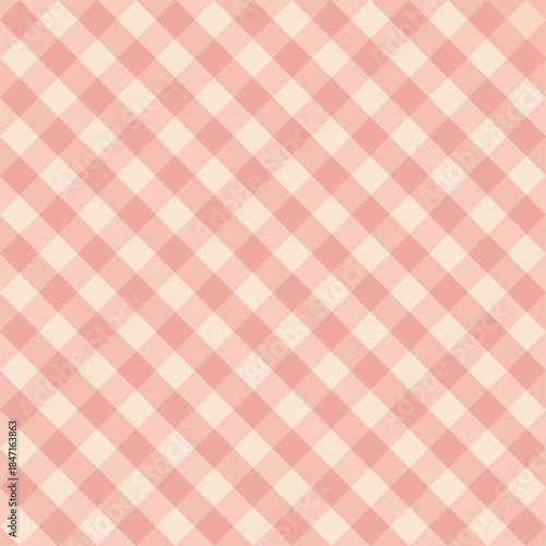 Soft Pink Gingham Checkered Seamless Pattern Background. Vector Illustration.