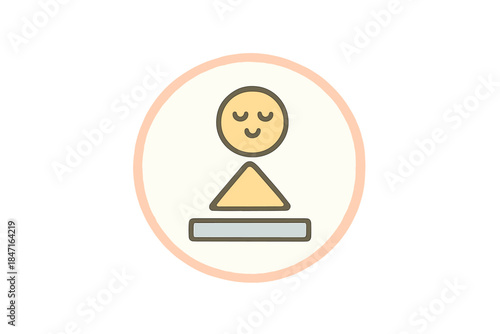 Cheerful Minimalist Symbol. A tiny "less is more" philosophy symbol with a cheerful minimalist design, cozy pastel doodle colors,